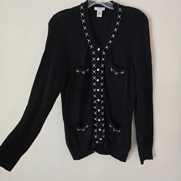 CACHE Vintage Women's Black Cardigan Embellished Size Small Y2K - Picture 3 of 10